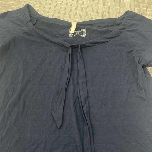 Studio II Navy Blue Tie Front Short Sleeve Tee Women’s 1X - Picture 2 of 7